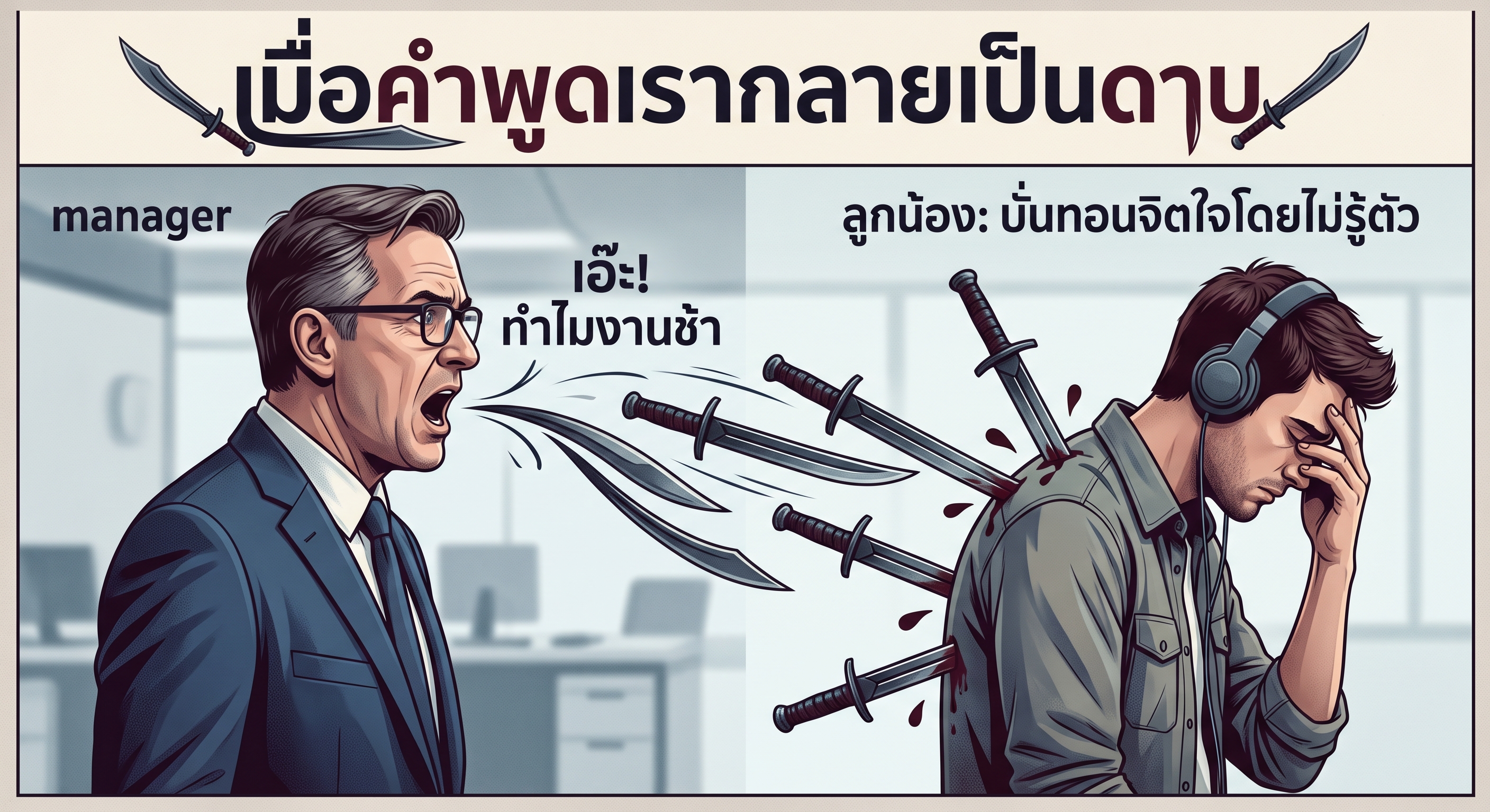 เมื่อคำพูดเรากลายเป็นดาบ! คำพูดติดปากของหัวหน้างานที่บั่นทอนจิตใจลูกน้องโดยไม่รู้ตัว