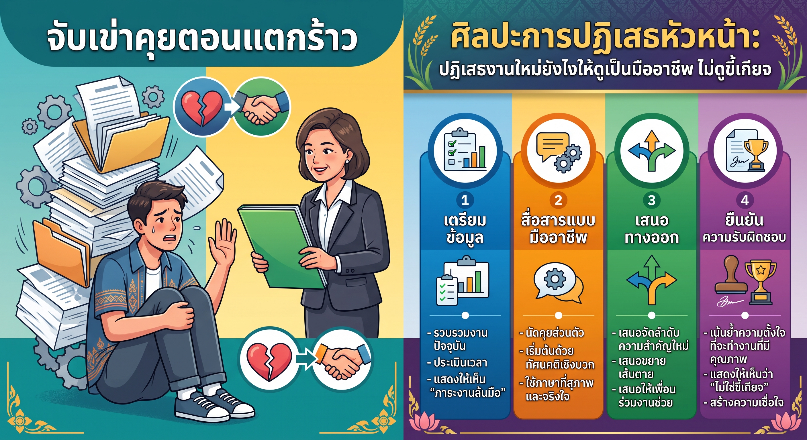 ศิลปะการปฏิเสธหัวหน้า! งานล้นมือล้นตัว จะปฏิเสธงานใหม่ยังไงให้ดูเป็นมืออาชีพ ไม่ดูขี้เกียจ