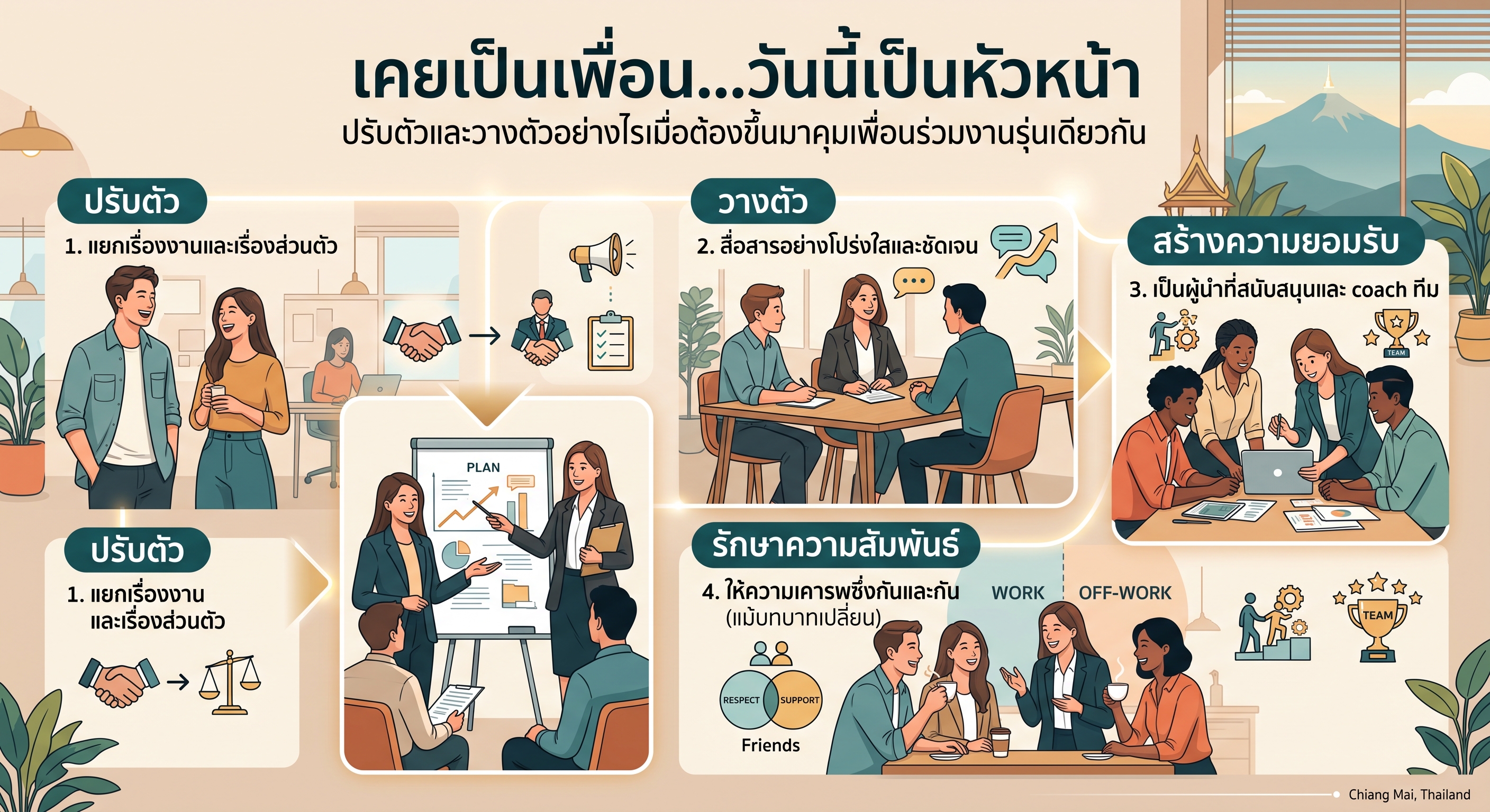 เคยเป็นเพื่อน…วันนี้เป็นหัวหน้า! ปรับตัวและวางตัวอย่างไรเมื่อต้องขึ้นมาคุมเพื่อนร่วมงานรุ่นเดียวกัน
